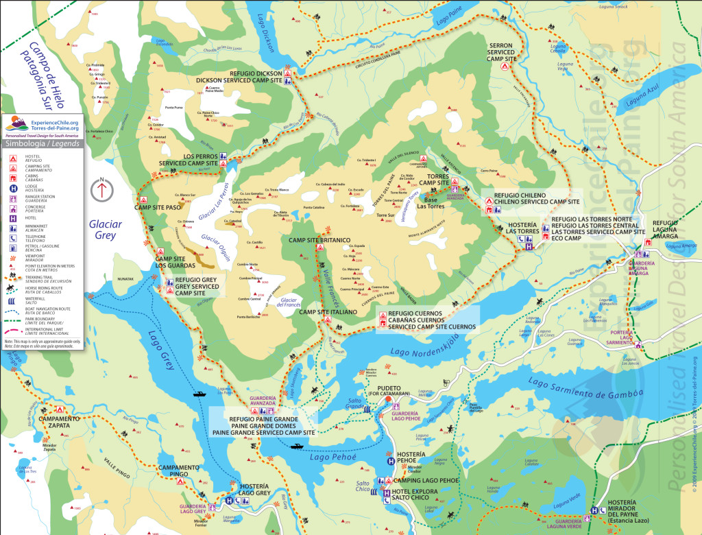 Map of Torres del Paine National Park